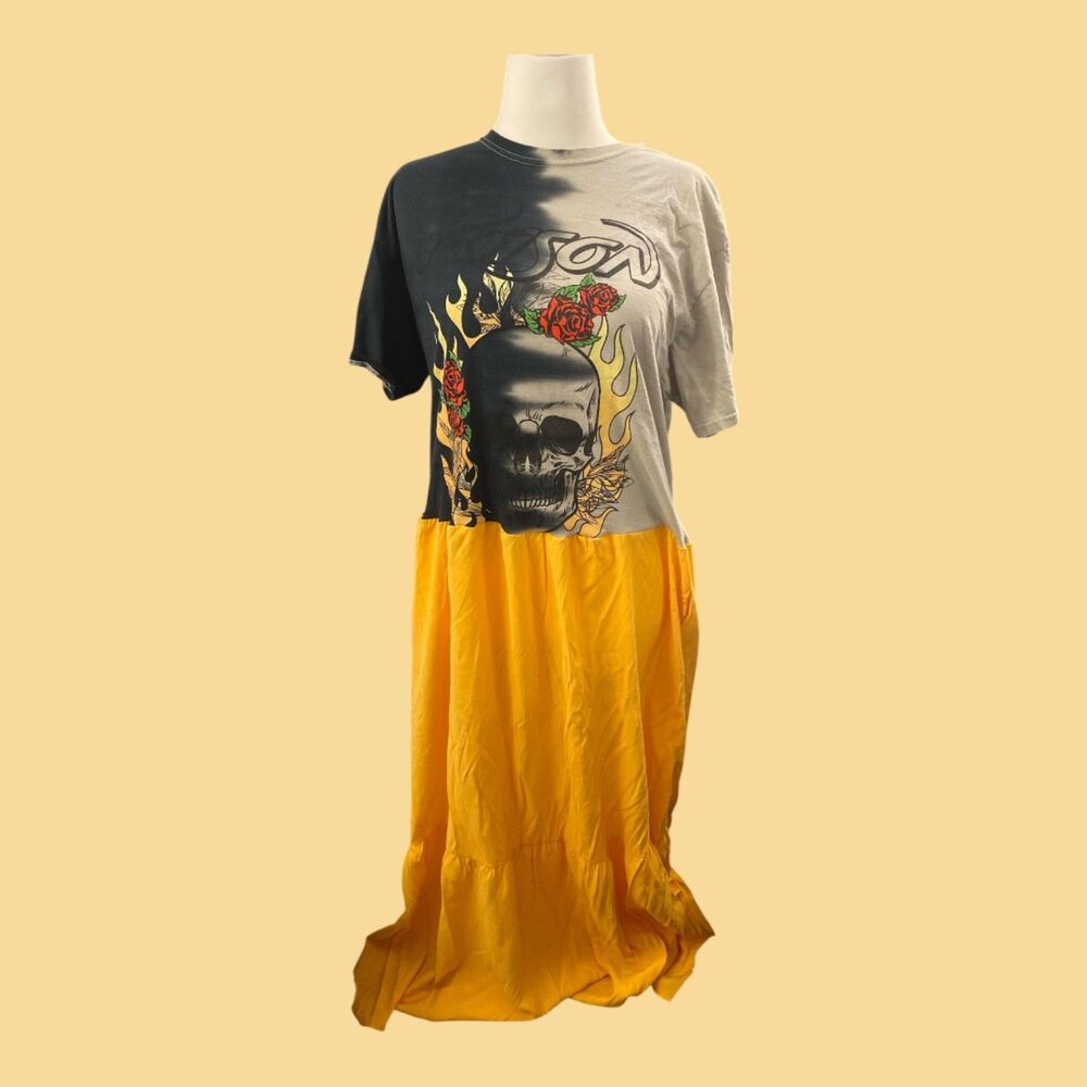 NWT Poison music L/XL upcycled dress refashion redone rework maxi